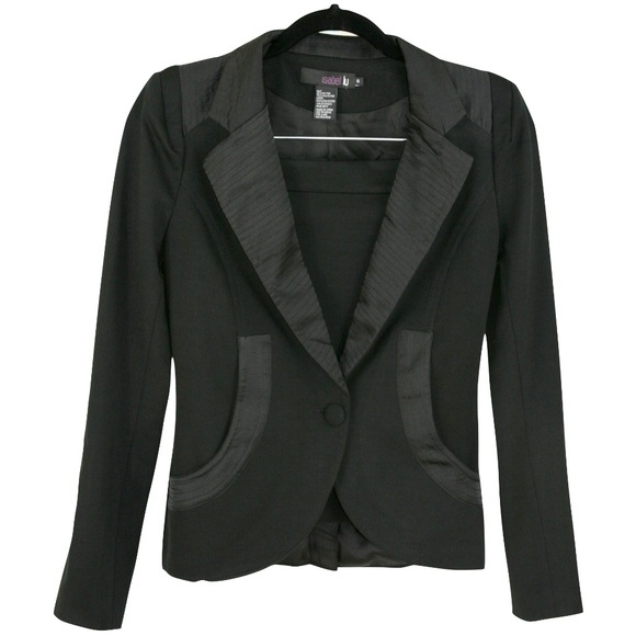 ISABEL LU Black Satin Trim Blazer - Picture 1 of 10